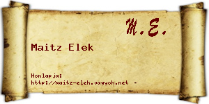 Maitz Elek névjegykártya